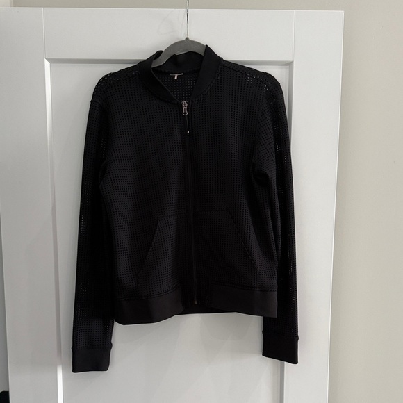 CALIA by Carrie Underwood Jackets & Blazers - CALIA by Carrie Underwood Perforated Black Bomber Jacket